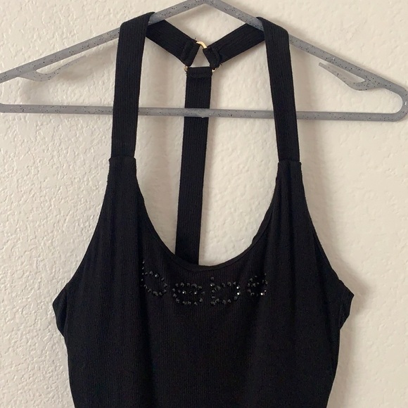 Bebe Logo Racer Back Ribbed Bodycon Dress - Picture 3 of 10